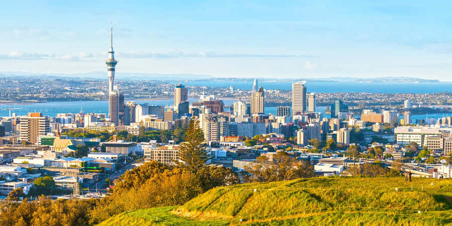 Majestic Dawn Over Auckland Sky Tower Wallpaper