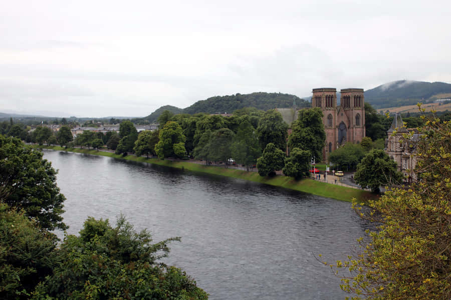 Majestic Inverness Castle Overlooking The City Of Inverness, United Kingdom Wallpaper