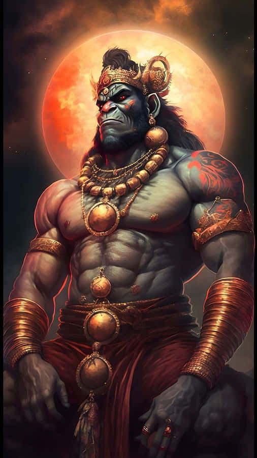 Majestic_ Lord_ Hanuman_ Artwork Wallpaper