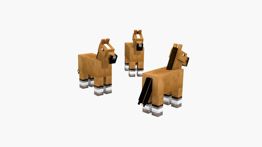 Majestic Minecraft Horses Amidst Picturesque Scenery Wallpaper