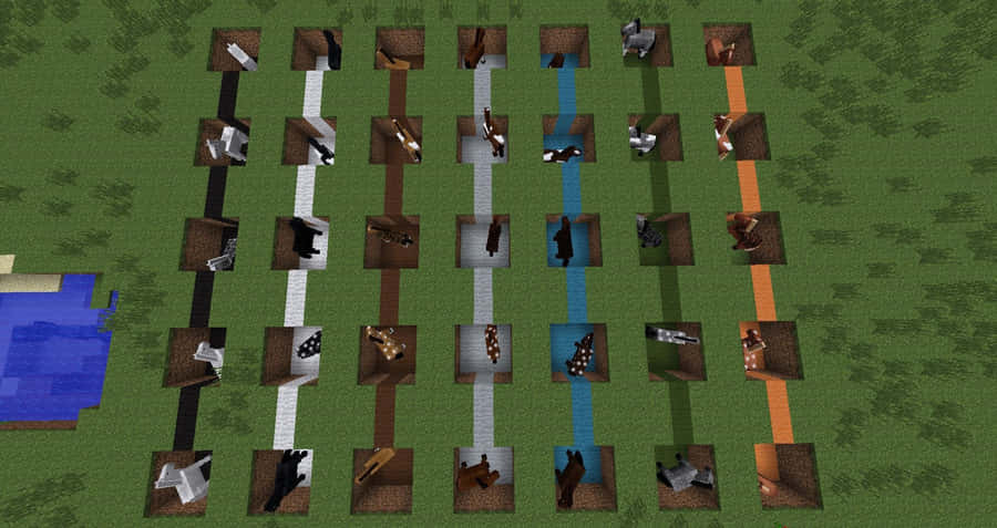 Majestic Minecraft Horses Galloping In A Vibrant Landscape Wallpaper