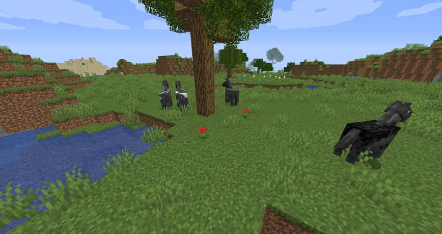 Majestic Minecraft Horses Galloping Through Beautiful Plains Wallpaper