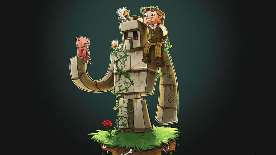 Majestic Minecraft Iron Golem Guardian Wallpaper