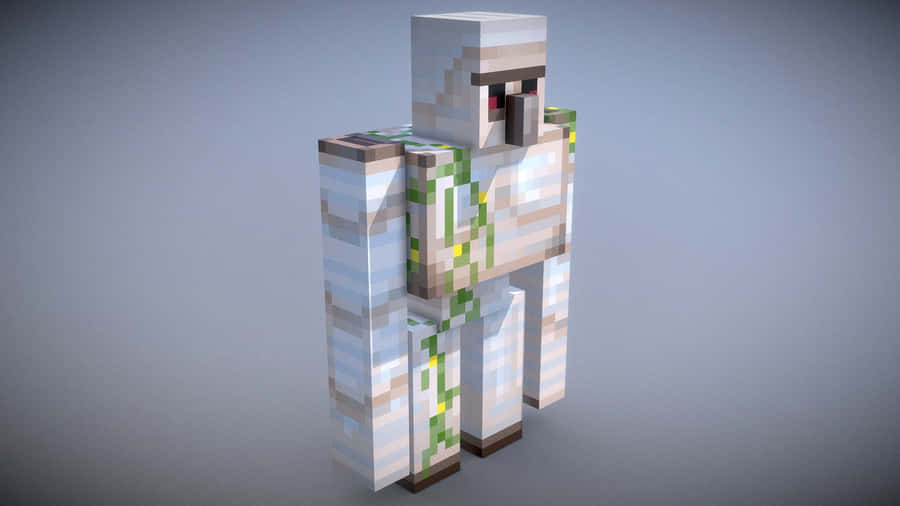 Majestic Minecraft Iron Golem Guarding The Village Wallpaper
