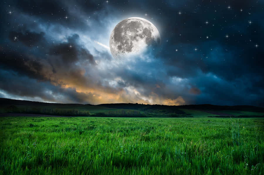 Majestic Moon Landscape Wallpaper