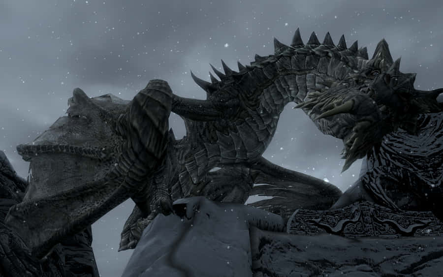 Majestic Paarthurnax Overlooking Skyrim Wallpaper