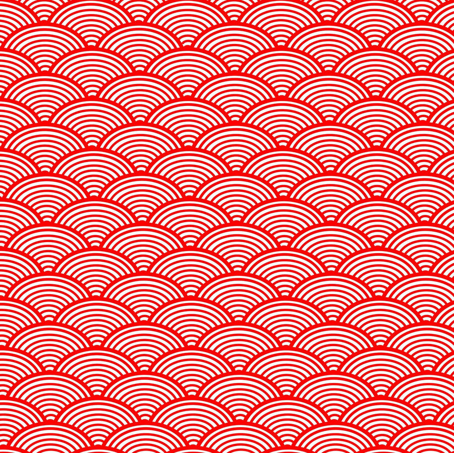 Majestic Red & White Japanese Waves Wallpaper