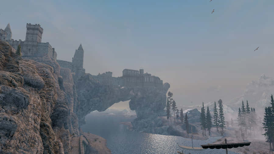 Majestic Skyrim Solitude Cityscape Wallpaper