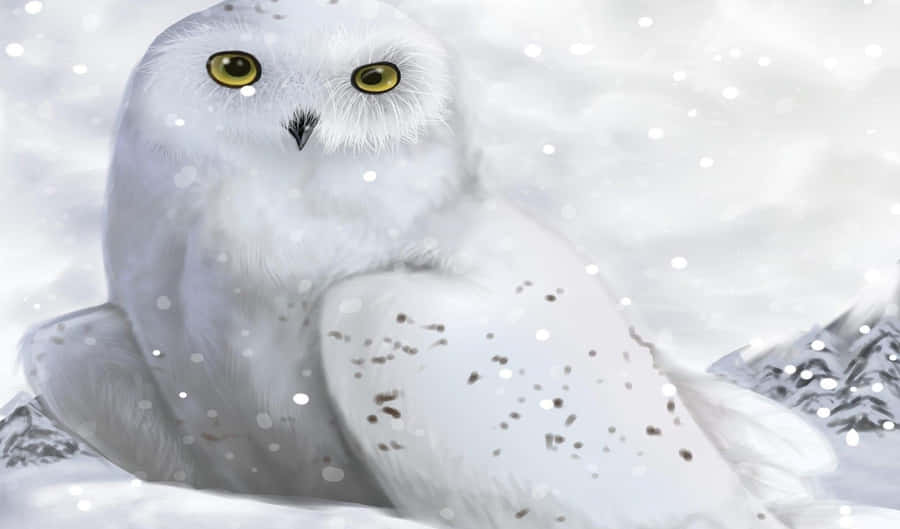 Majestic Snowy Owl Perched On A Winter Branch Wallpaper