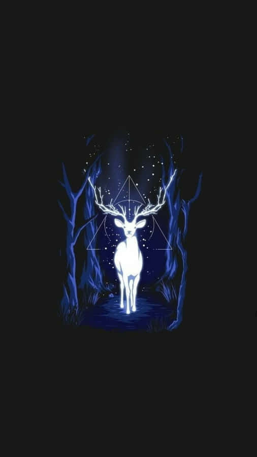Majestic Stag Patronus In A Mysterious Forest Wallpaper