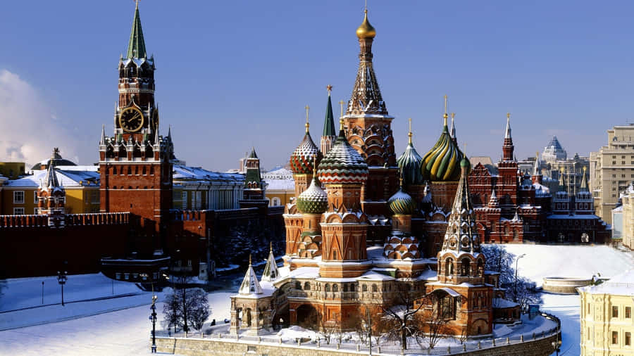 Majestic Top-view Of The Moscow Kremlin Wallpaper