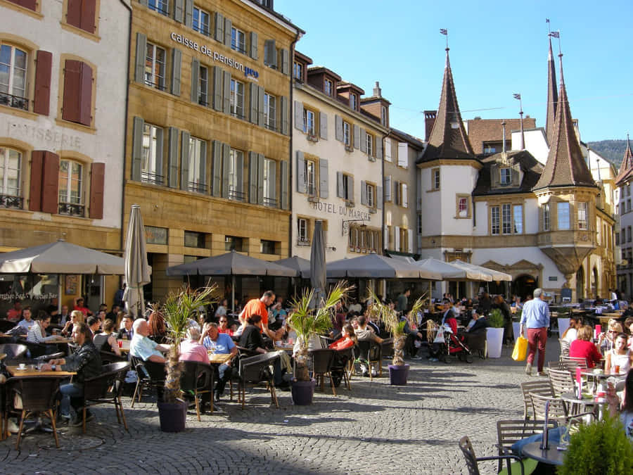 Majestic View Of The Historic City Of Neuchâtel, Switzerland Wallpaper