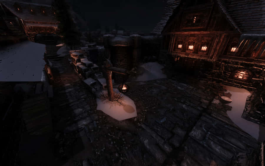 Majestic View Of Windhelm, The Ancient City Of Skyrim Wallpaper