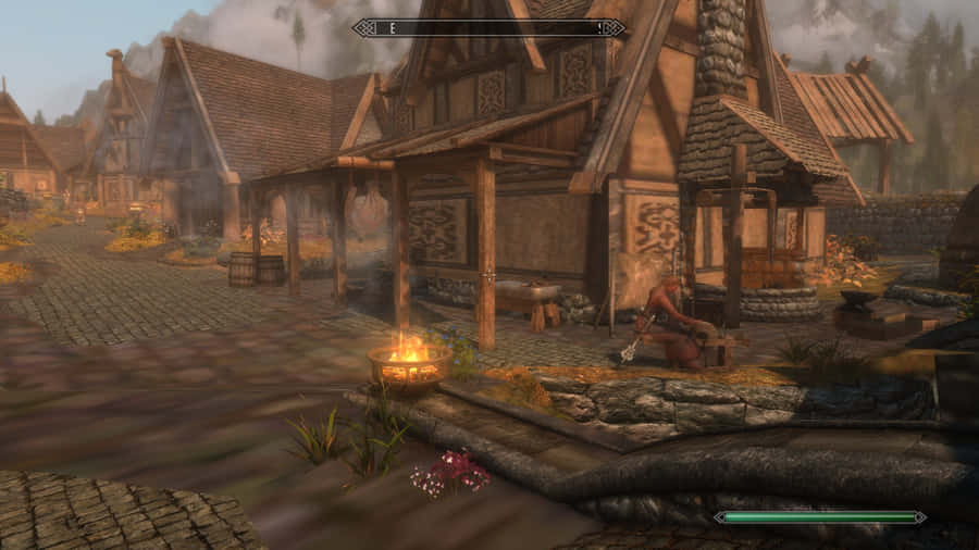 Majestic Whiterun In Skyrim At Dusk Wallpaper