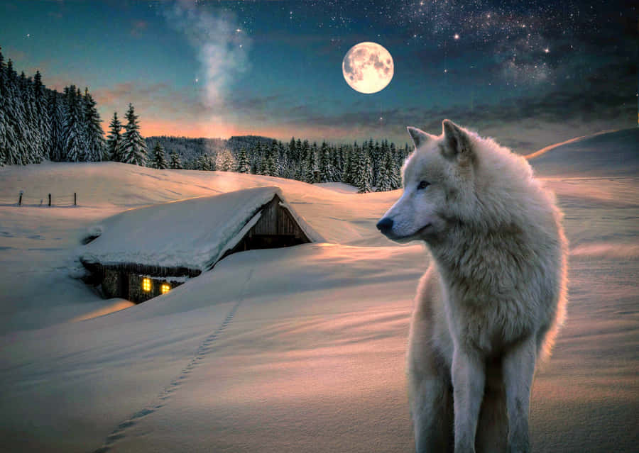 Majestic Wolf In Pristine Snow Wallpaper