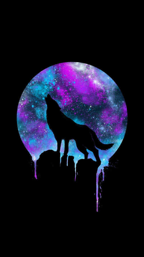 Majestic Wolf Silhouette Against A Radiant Sky Wallpaper