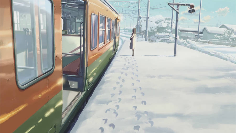 Makoto Shinkai Film Snow Train Aesthetic Wallpaper