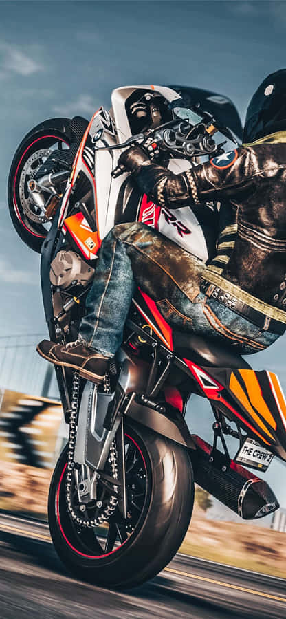 Man On Motorcycle Leaning Back [wallpaper] Wallpaper