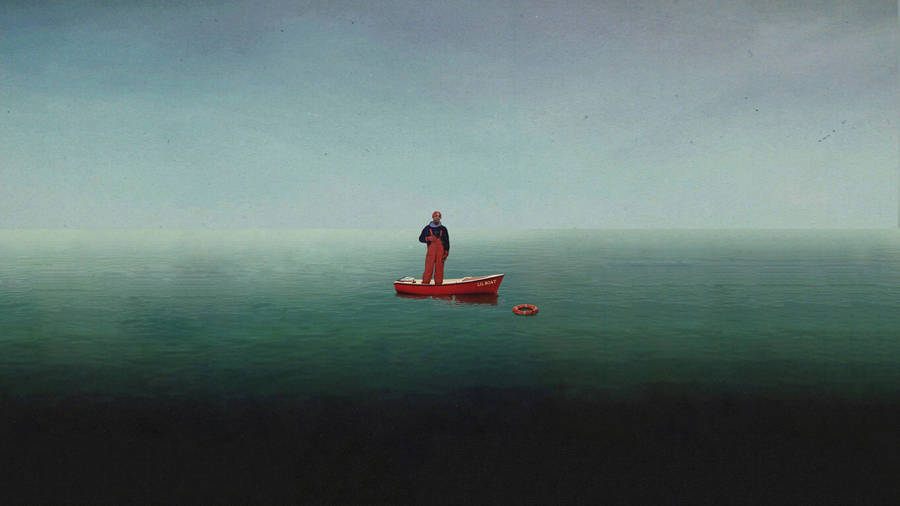 Man On Small Fishing Boat Wallpaper