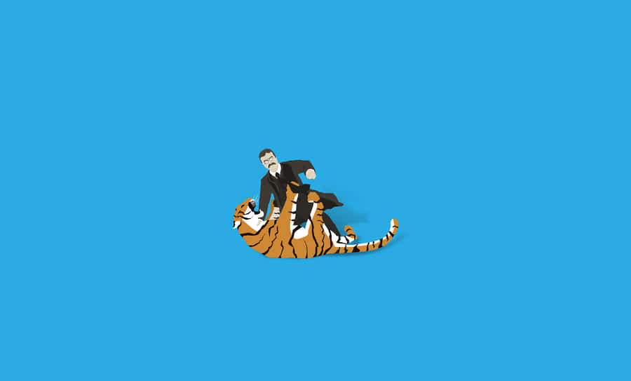 Man Riding Tiger Illustration Wallpaper