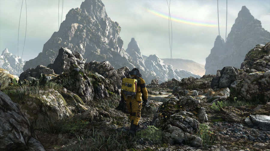 Man Rocky Area Death Stranding Pc Wallpaper