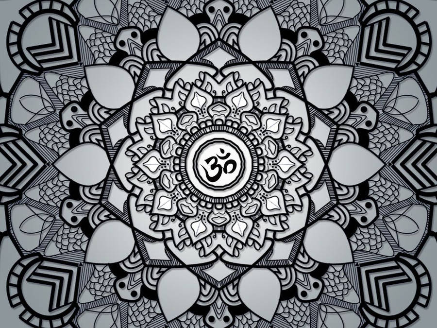 Mandala Black And White Wallpaper