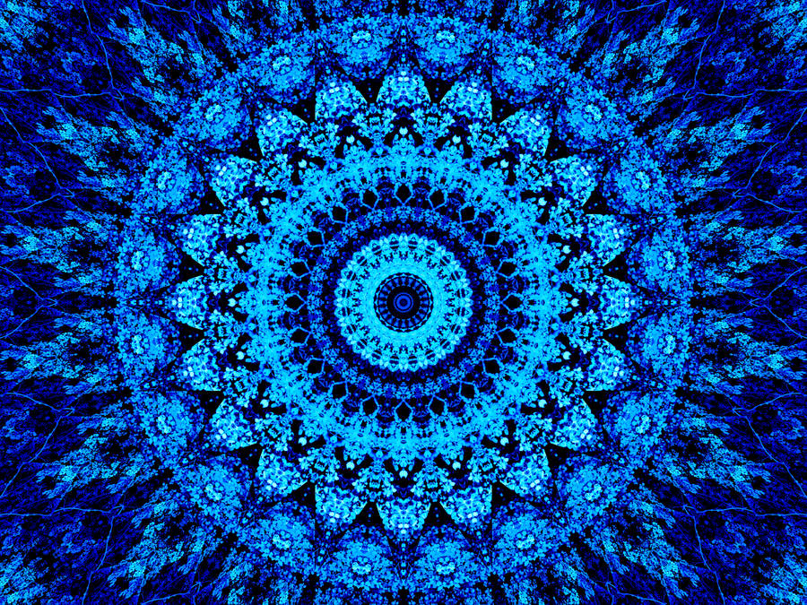 Mandala Blue Circle Pattern Wallpaper