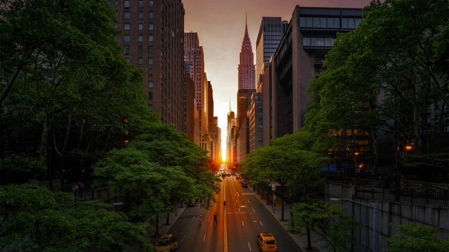 Manhattanhenge Nyc Aesthetic Wallpaper