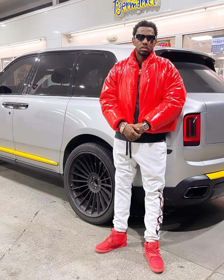 Manin Red Jacketand Sneakersby S U V Wallpaper