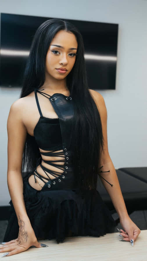 Manon Bannerman Stylish Black Outfit Wallpaper