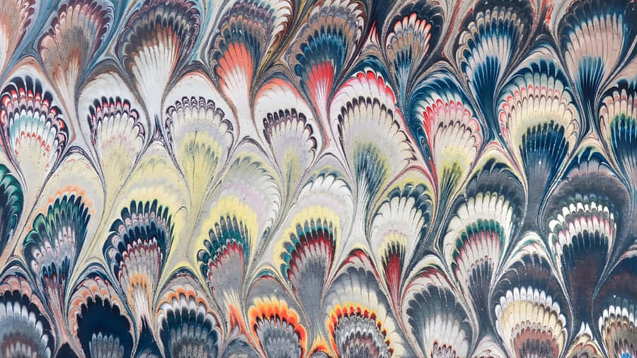 Marbleized Feather Pattern Wallpaper