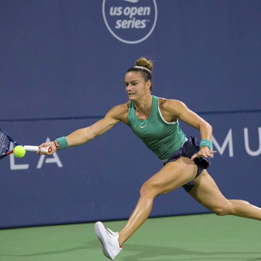 Maria Sakkari Taking A Leap Wallpaper