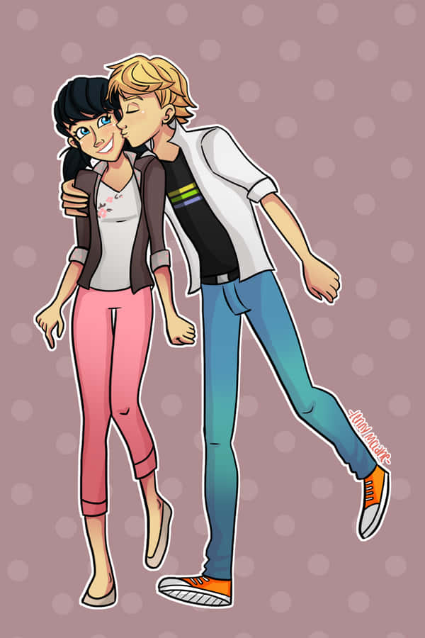 Marinette And Adrien - An Inseparable Duo Wallpaper