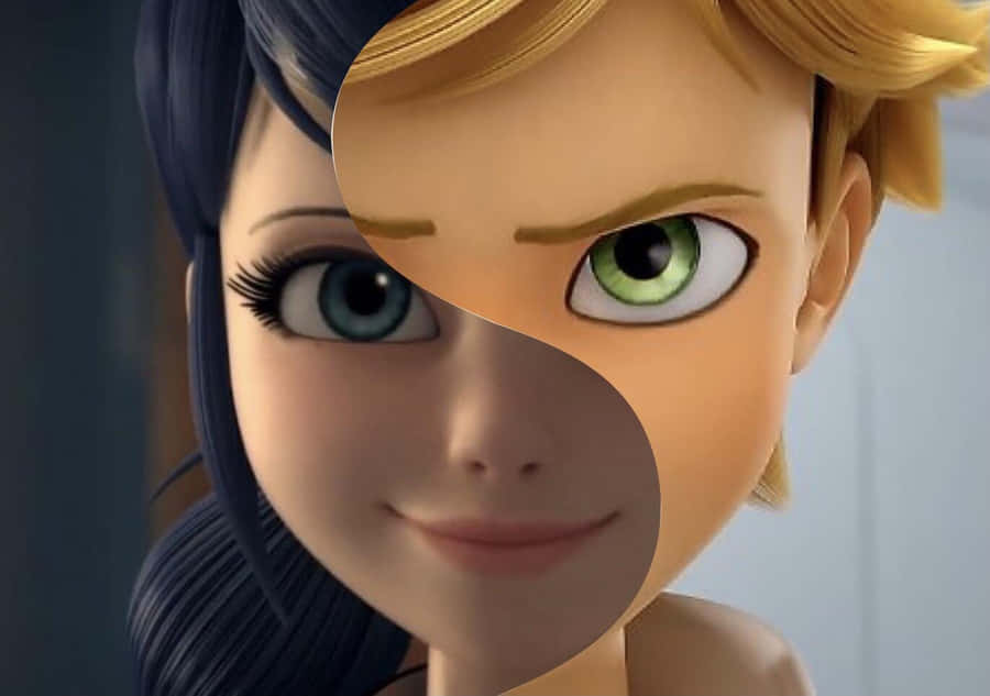 Marinette And Adrien Share A Romantic Moment Wallpaper