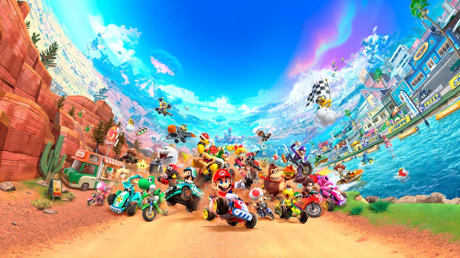 Mario Kart World Race Wallpaper
