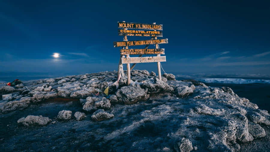 Marker On Top Of Mount Kilimanjaro Wallpaper