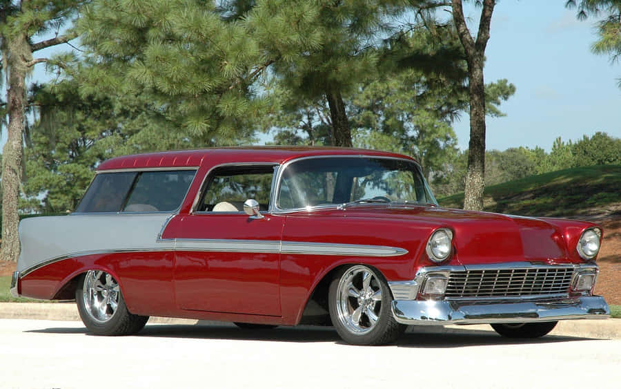 Maroon Chevy Nomad Wallpaper