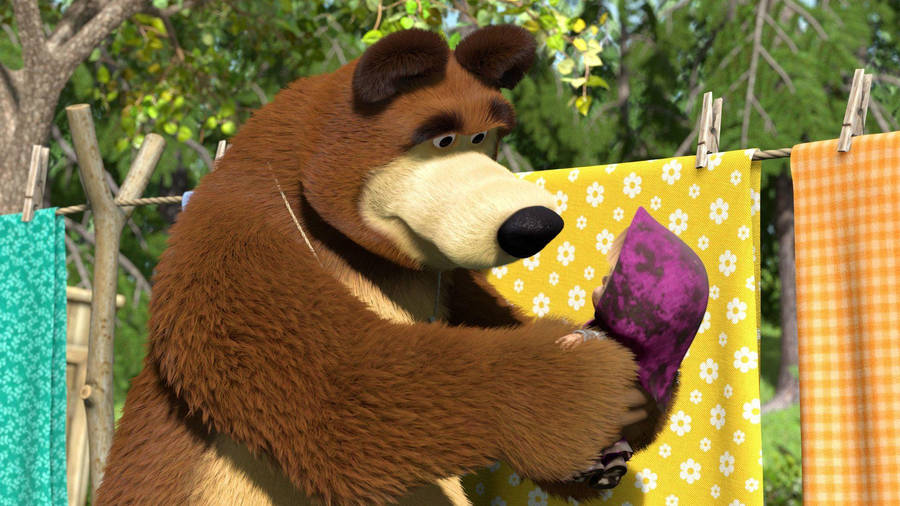 Masha And The Bear Laundry Wallpaper