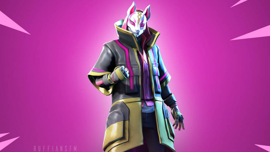 Masked Drift Fortnite In Purple Art Wallpaper