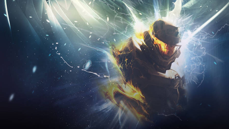 Master Chief Lights Up The Night Wallpaper