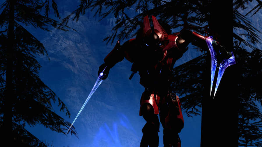 Master Chief Wielding The Iconic Halo Energy Sword Wallpaper