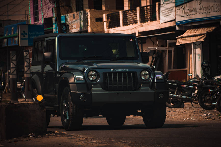 Matte Black Mahindra Thar 4k Wallpaper