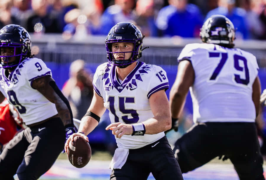 Max Duggan T C U Quarterback Action Wallpaper