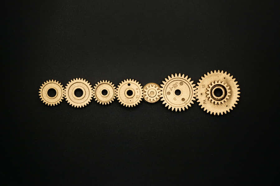 Mechanical Gearson Black Background Wallpaper