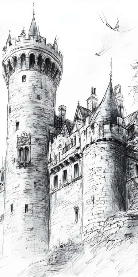 Medieval Castle Sketch Wallpaper
