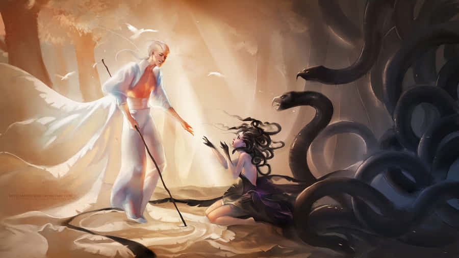 Medusa_and_ Athena_ Encounter Wallpaper