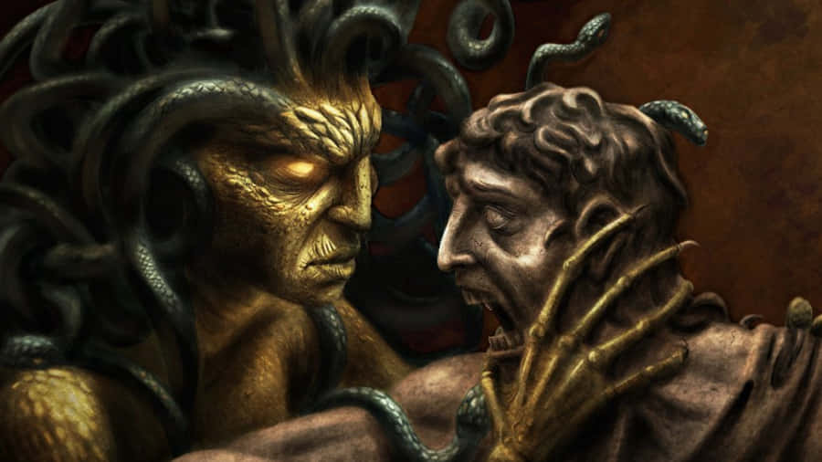 Medusa_and_ Petrified_ Man_ Artwork Wallpaper