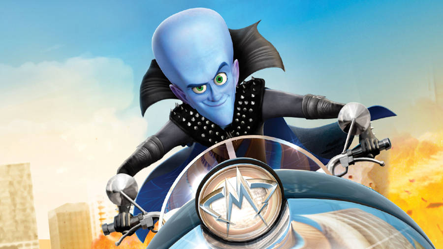 Megamind Riding His Motorcycle Wallpaper