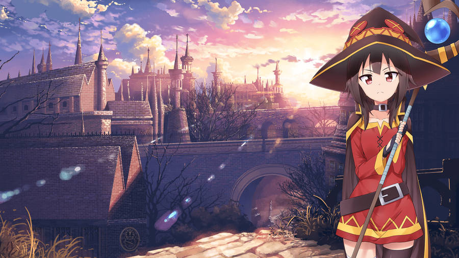 Megumin Basking In A Beautiful Silhouette Of Sunlight Wallpaper
