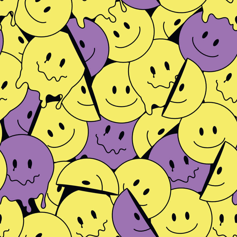 Melting Smiley Face Pattern Wallpaper